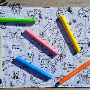 Feuille de coloriage lavable – Animaux du Monde