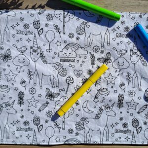 Feuille de coloriage lavable – Licornes